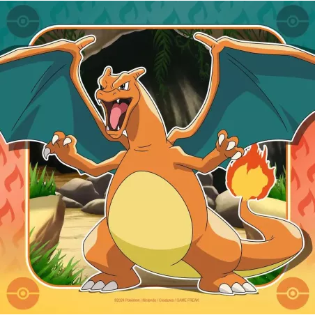 Puzzle - Ravensburger - 3x49p - Pokémon - Pikachu, Dracaufeu et Evoli