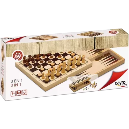 Coffret 3 En 1 - Échecs, Dames Et Backgammon - Pliable