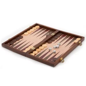 Backgammon bois 38 cm façon loupe d’orme. pliable