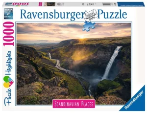 Puzzle – Ravensburger – 1000p – La cascade Háifoss (Puzzle Highlights Îles de rêve)