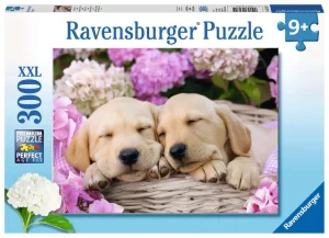 Puzzle – Ravensburger – 300p XXL – Mignons Chiots dans la Corbeille