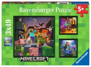 Puzzle – Ravensburger – 3x49p – Biomes de Minecraft