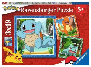 Puzzle – Ravensburger – 3x49p – Pokemon – Salameche Bulbizarre et Carapuce